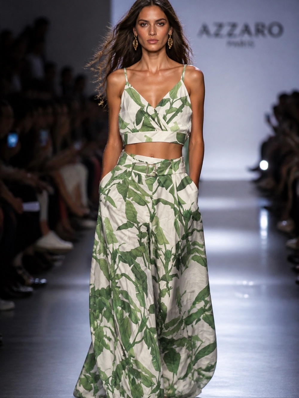 Fashion Nova Green Leaf Two-Piece Set